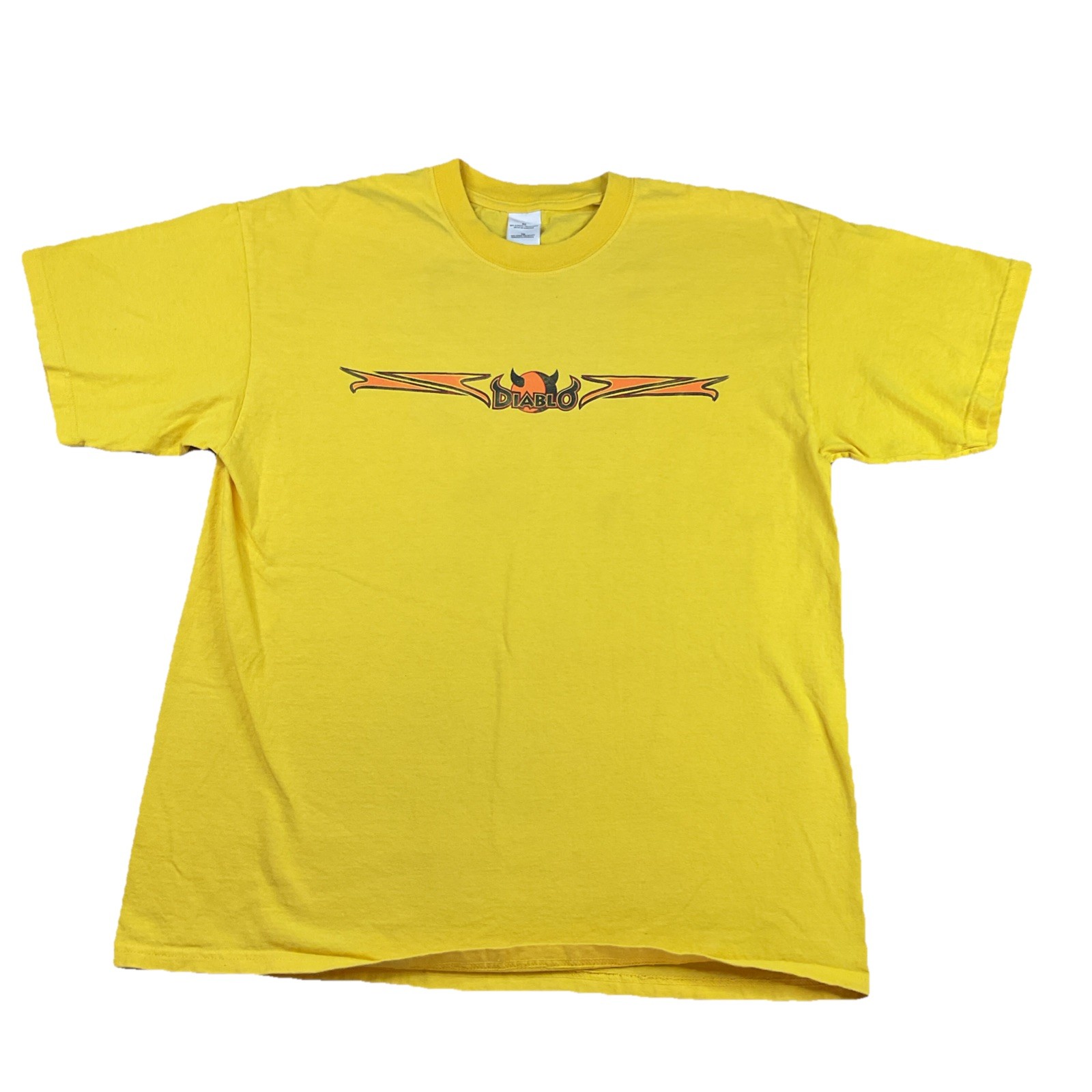 Vintage Diablo Paintball T-Shirt Men Sz XL Y2K Graphic Crew Yellow Short Sleeve