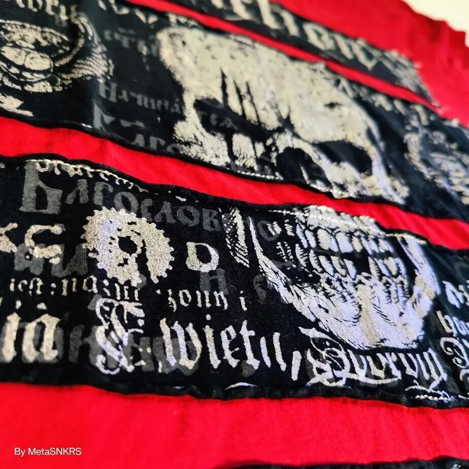 Affliction T Shirt Men XL Red Black Gray Silver Foil Patch Skull USA Distressed