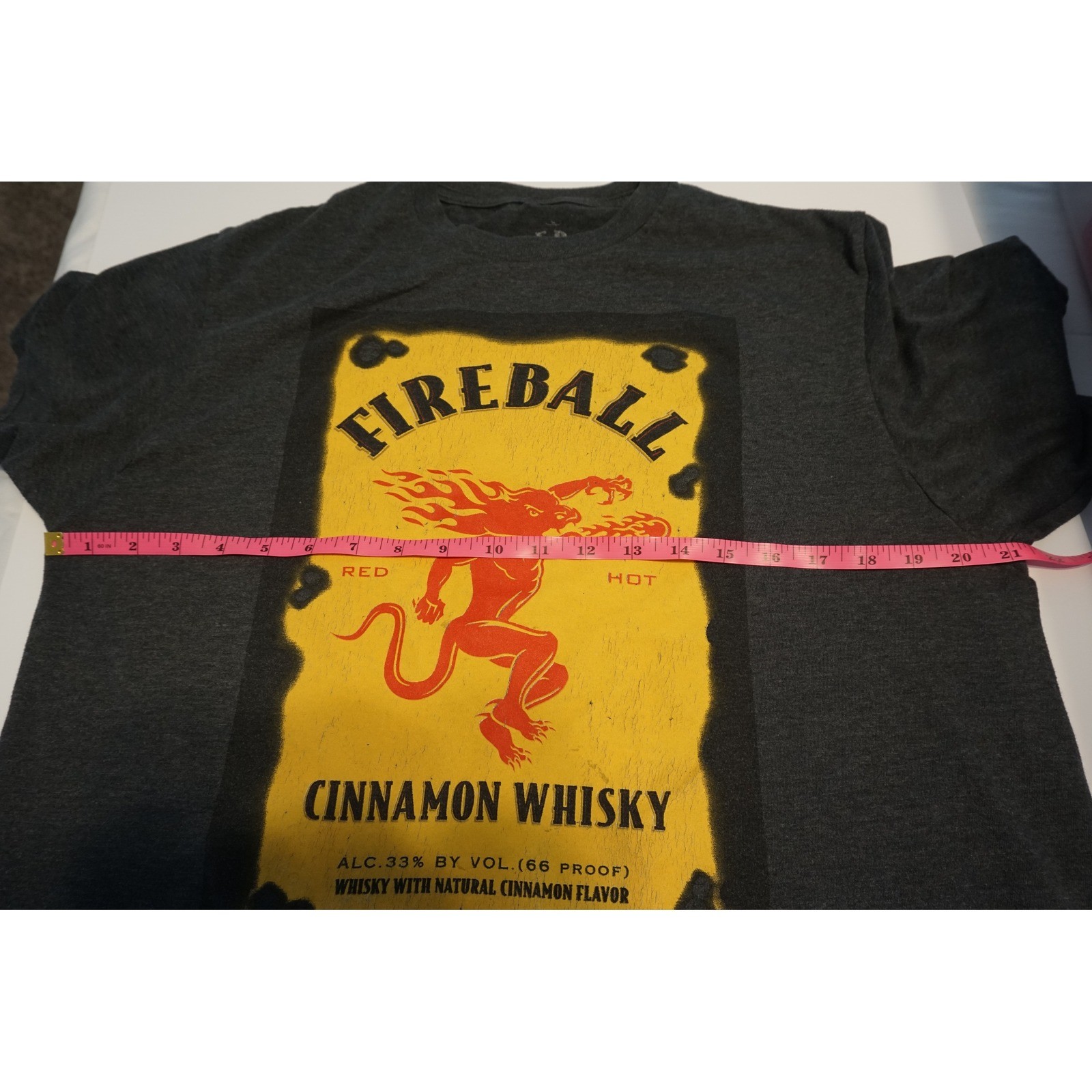 Fireball Cinnamon Whisky Graphic T-Shirt Mens Large Gray Ripple Junction 771