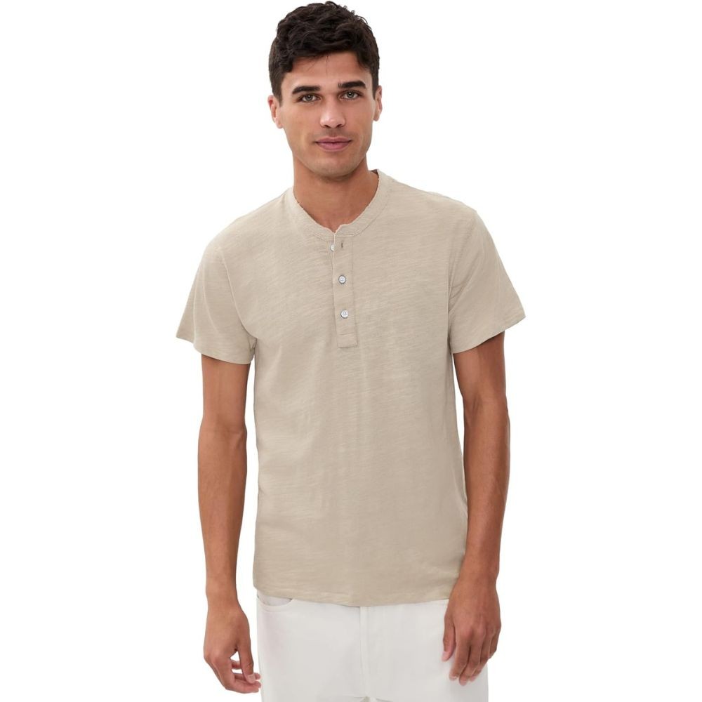 Rag & Bone Mens Taupe Classic Short Sleeve Pull On Cotton Henley Tee New