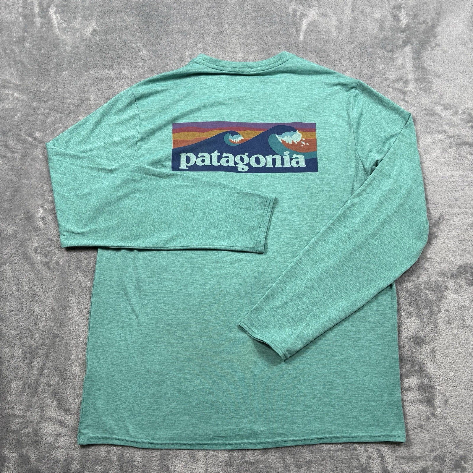 Patagonia Capilene Cool Daily Tee Shirt Mens Med Teal Heather Long Sleeve UPF 50