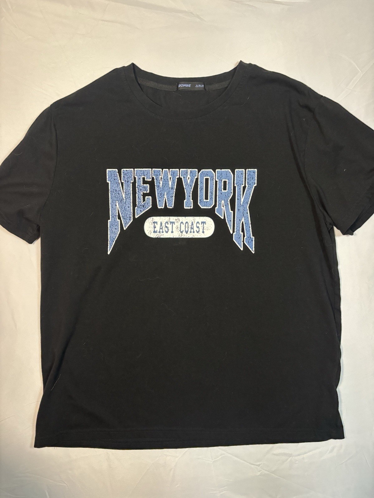 ROMWE New York East Coast Graphic T Shirt Black Mens Medium 38 48