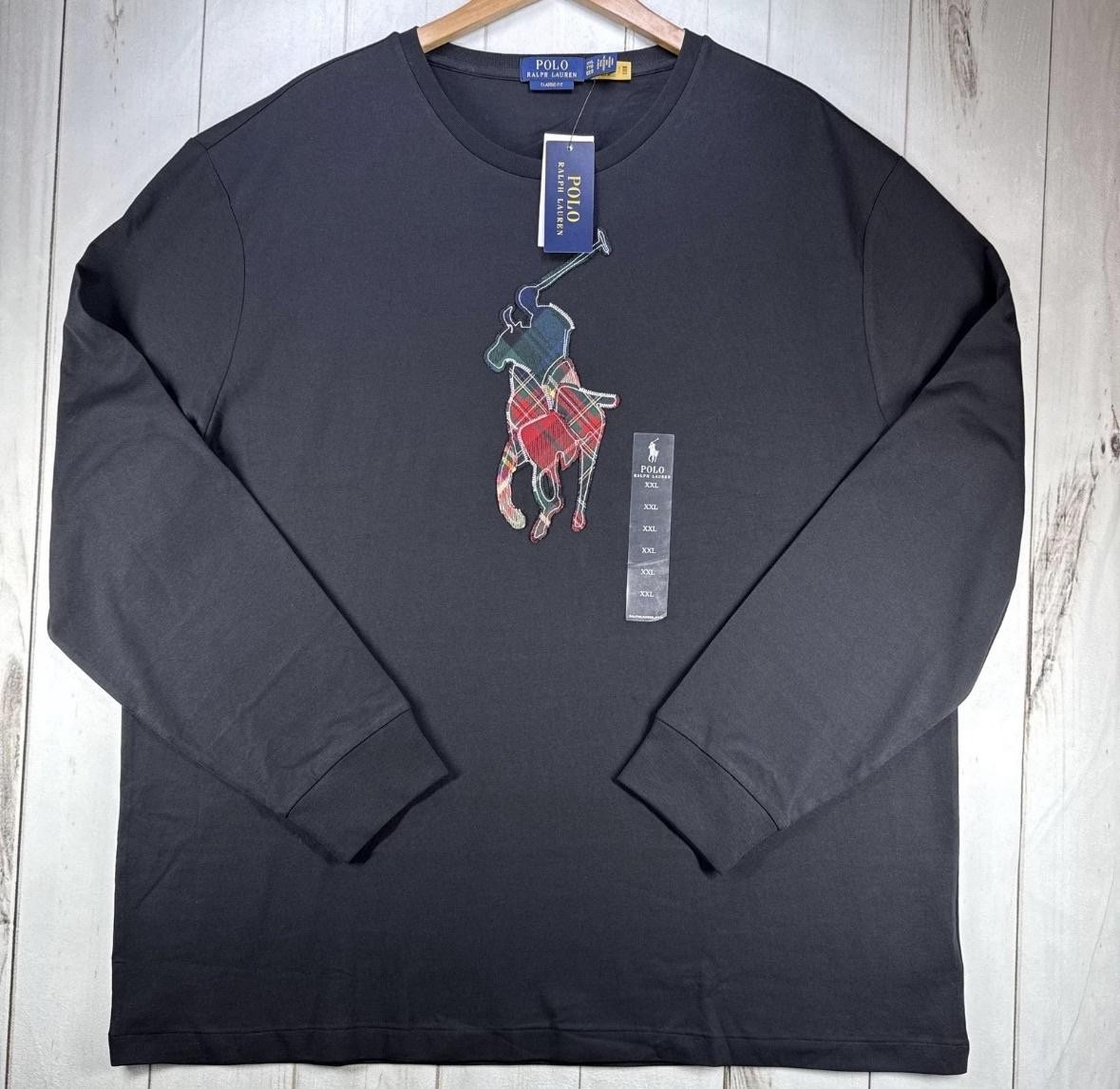 Polo Ralph Lauren Patchwork Plaid Big Pony Shirt 2XL Long Sleeve Black NEW$69.50