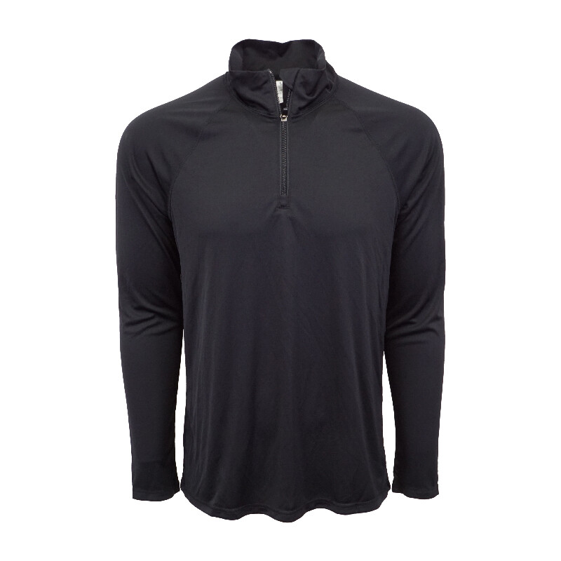 ALL SPORTS MENS QUATER ZIP LONG SLEEVES BLACK ATHLETIC TOP