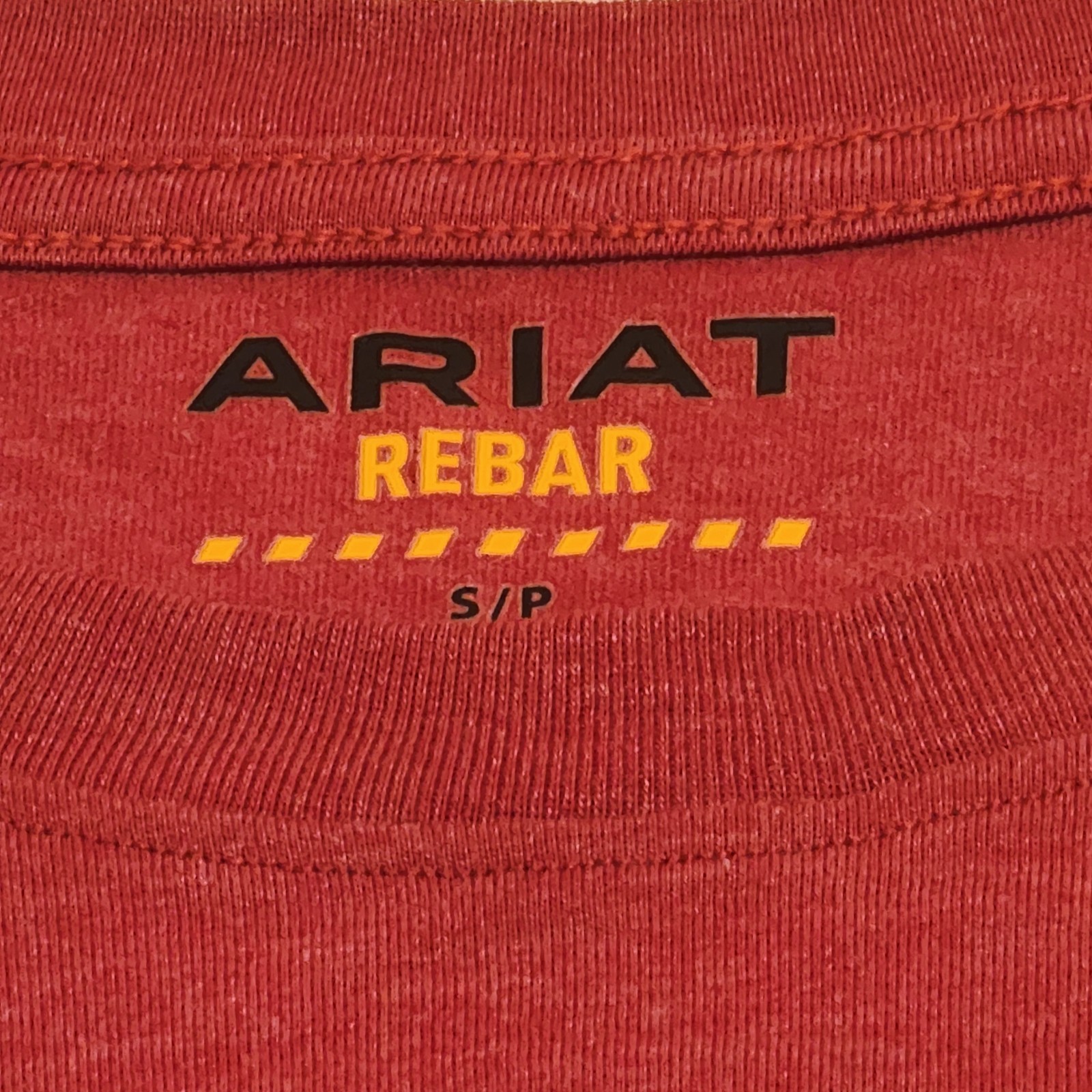 Ariat Rebar Long Sleeve Work Shirt Red, Flag Graphic on Back Mens Small *FLAW*