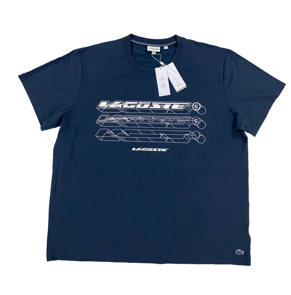 NEW Lacoste Big & Tall Loose Fit 3D Print Short Sleeve T Shirt Mens Sz 3XLB 10R