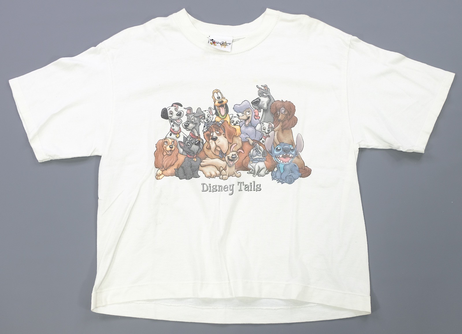 Rare VTG WALT DISNEY Tails Dogs & Stitch T Shirt 2000s 101 Dalmatians Pluto SZ M