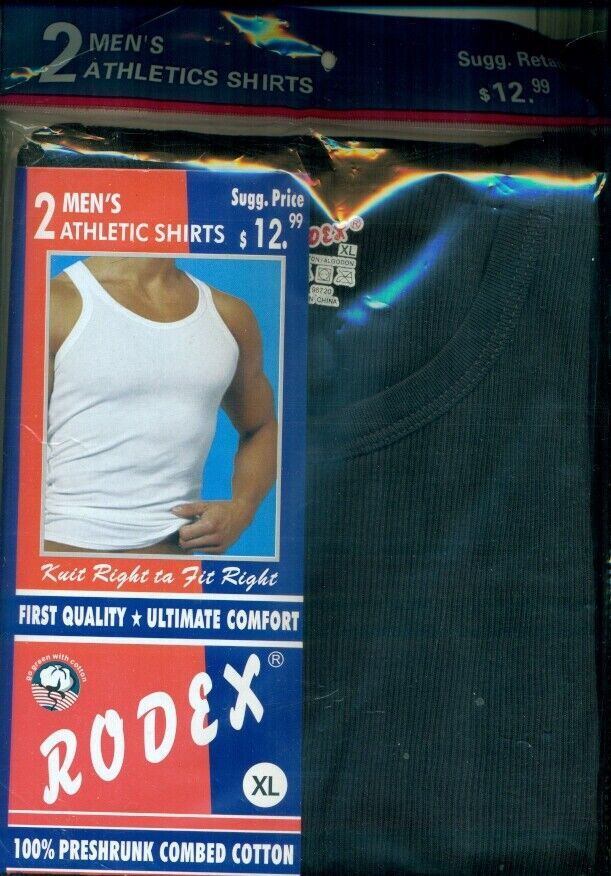 2 Pack Men’s White /Black A-Shirt TANK TOP ” 100% Cotton ” Size up to 4XL