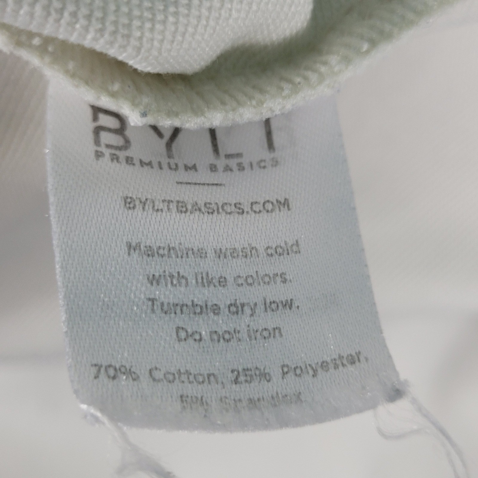 BYLT Raglan Shirt Adult M White Green Good 3/4 Sleeve Curved Hem Cotton Blend