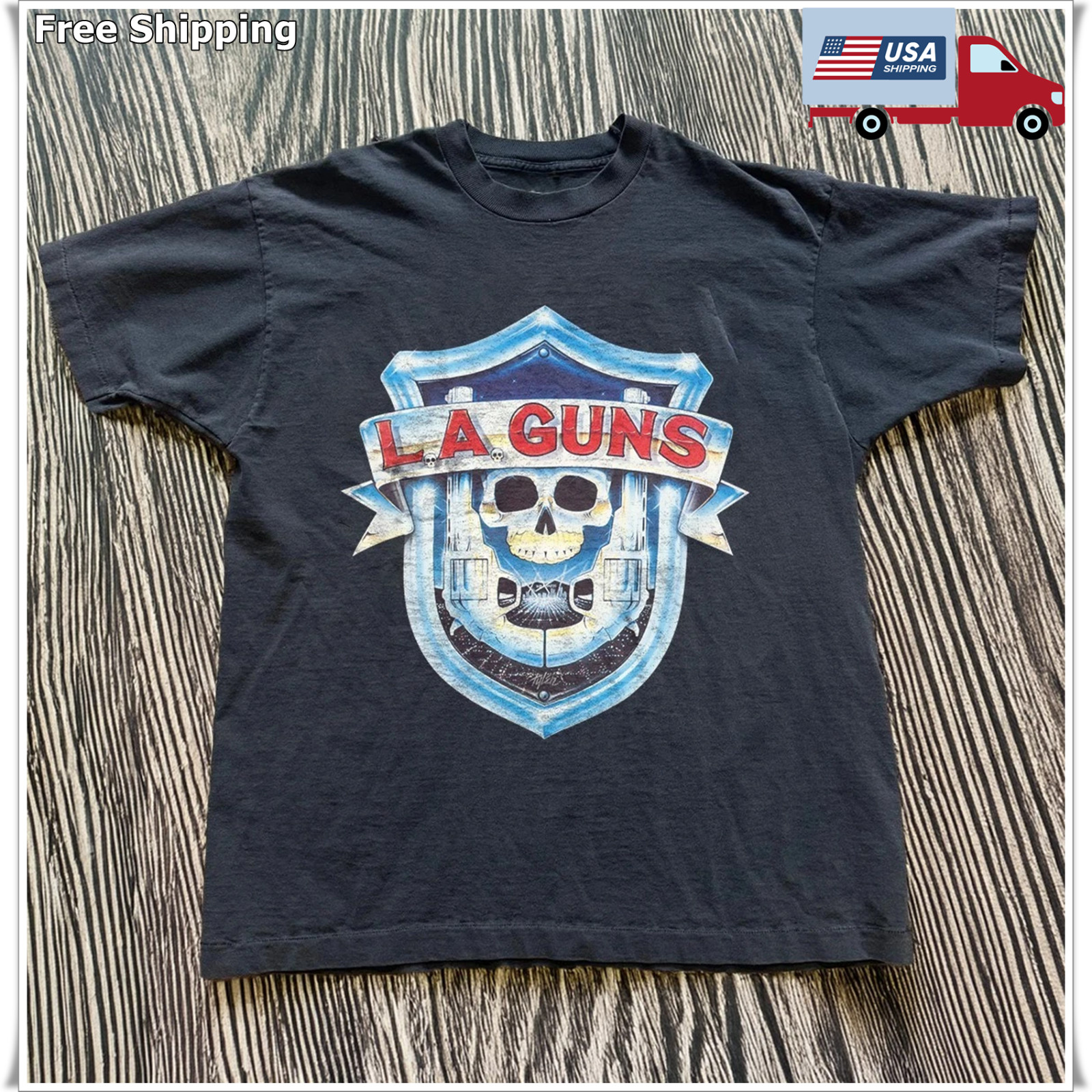 HOT! LA GUNS Unisex Black T-shirt Size S-5XL