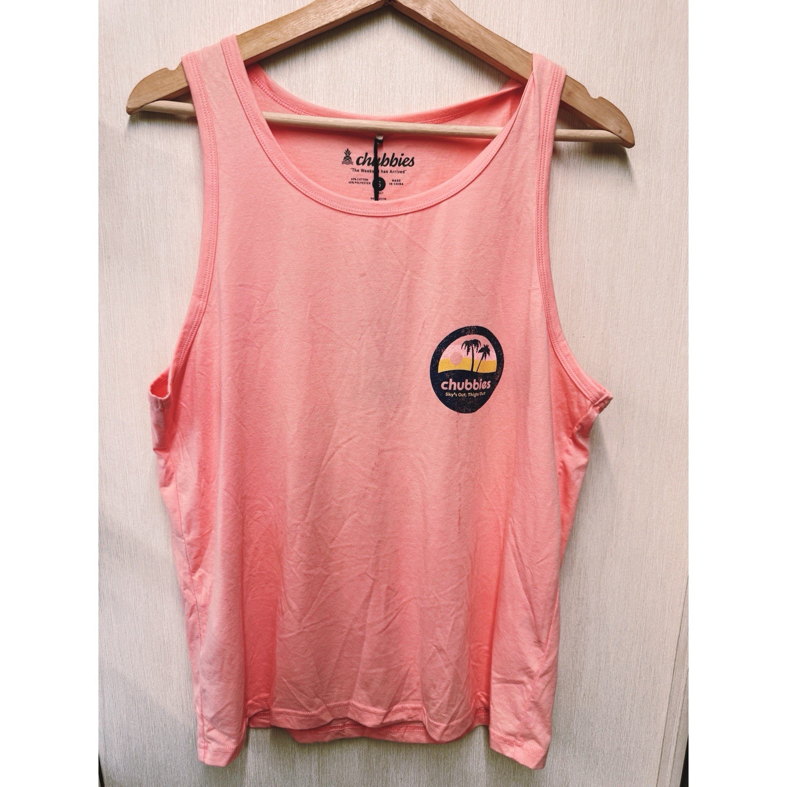 NWT Chubbies The Trop and Lock Tank Top Pink Coral Graphic, Size Small