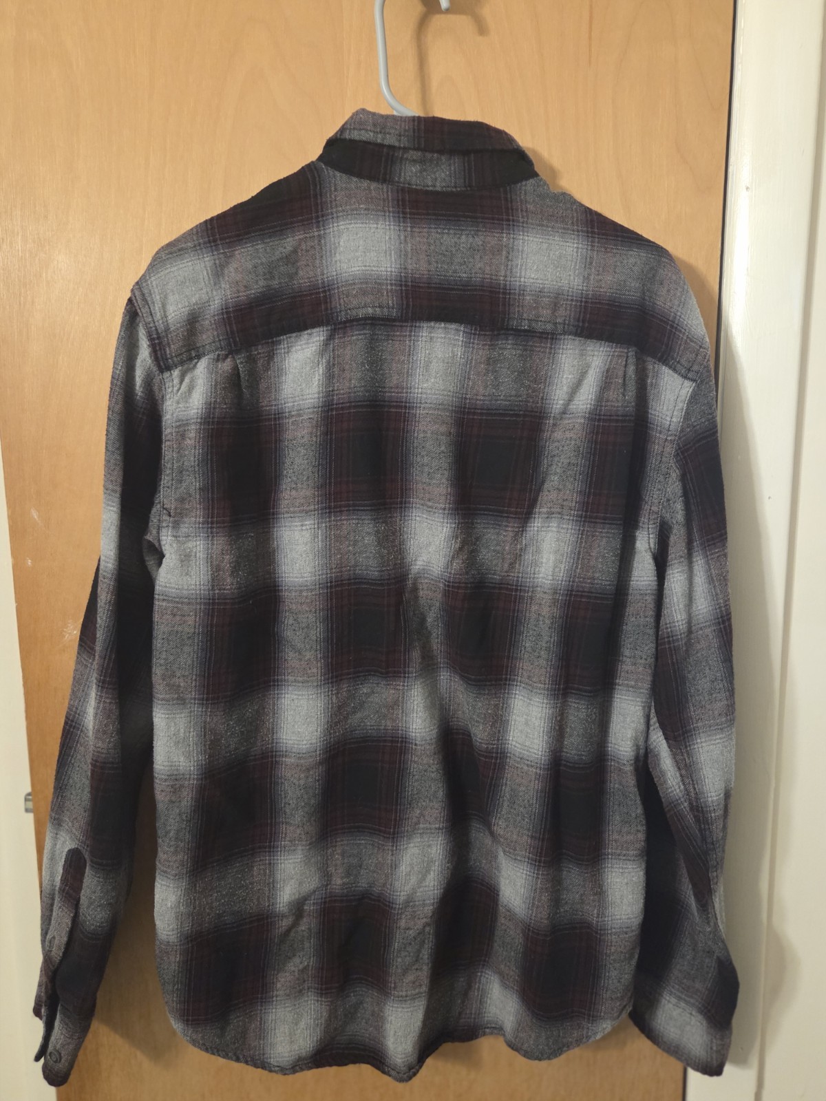 George Men’s Flannel Button-Up Shirt Black Gray Plaid M 38-40 GM31Y054