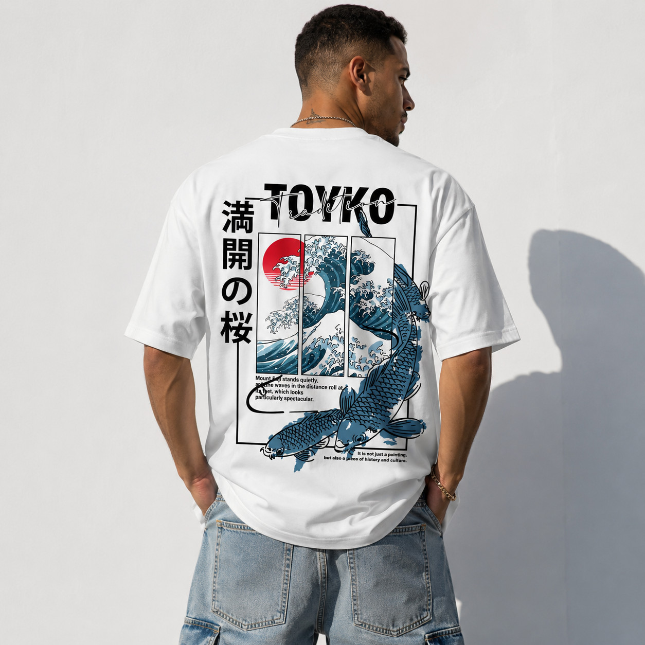 Kanagawa Wave Koi Fish T Shirt Japanese Art Graphic Streetwear Casual Tee