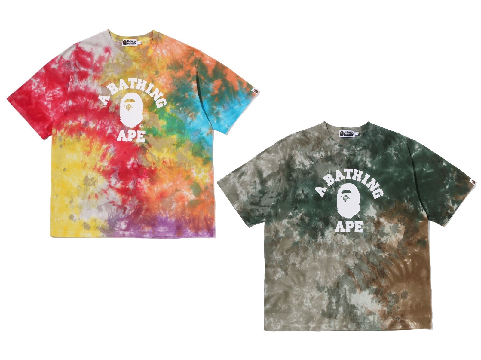 A BATHNIG APE Men’s TIE DYE COLLEGE RELAXED FIT TEE 1M30109004