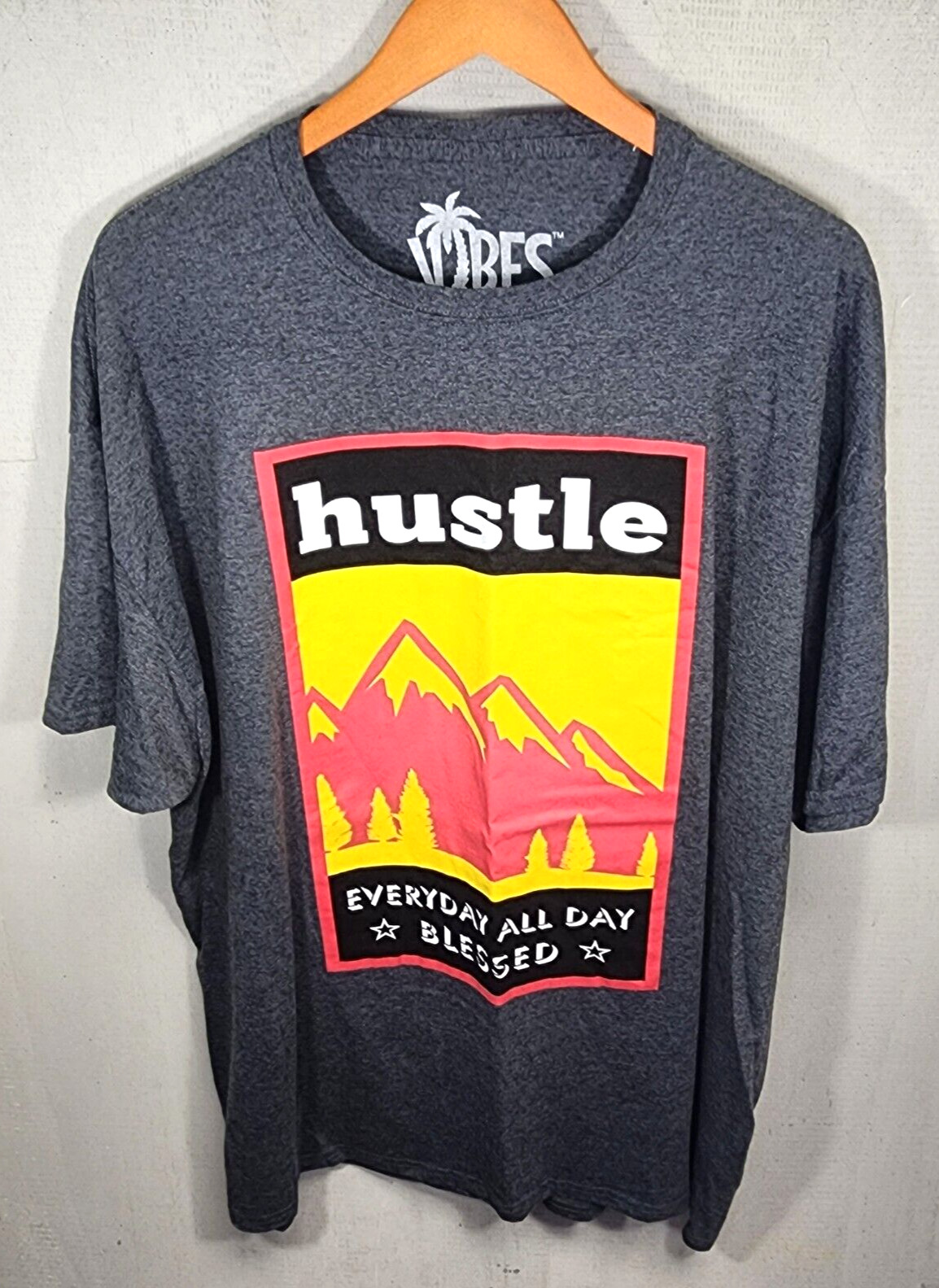 Hustle Mens Shirt 3XLarge Daily All Day Everyday Blessed Mountains Gray A60