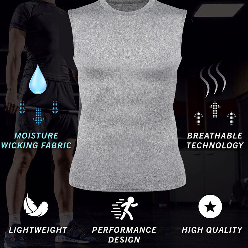Men’s Cool Dry Compression Base Layer Tank Top Sports Running Basketball Workout