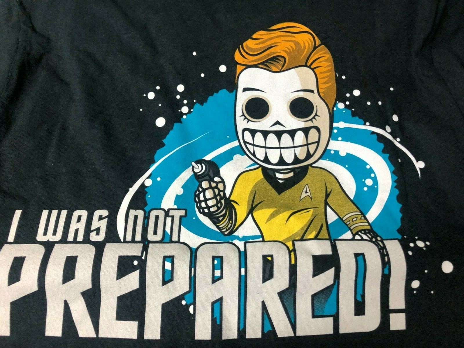 Star Trek Skele-Treks Mens T-Shirt Captain Kirk “I was Not Prepared” Black Sz M