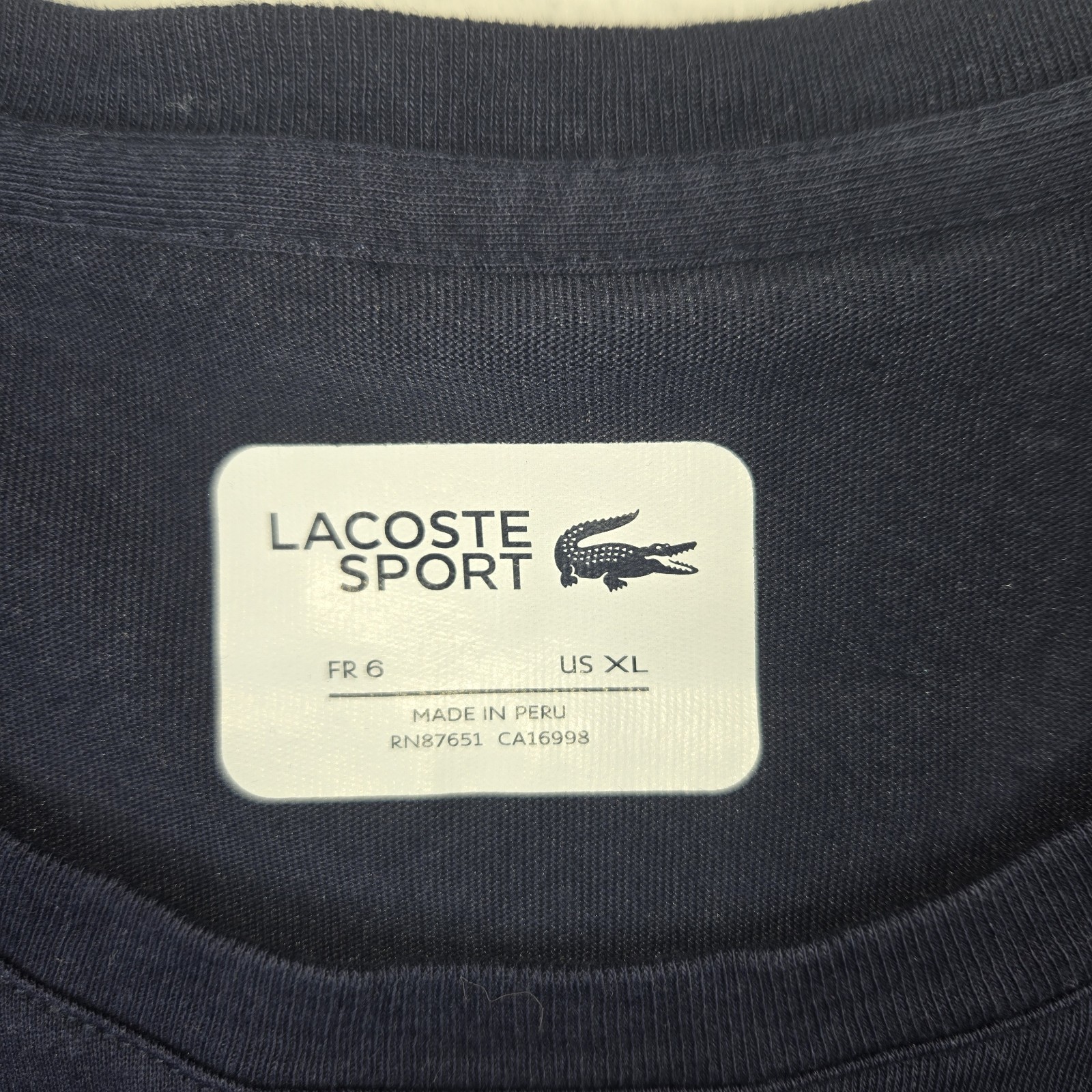 Lacoste Sport Ultra Dry Navy Blue Short Sleeve Crew Neck T Shirt Size XL