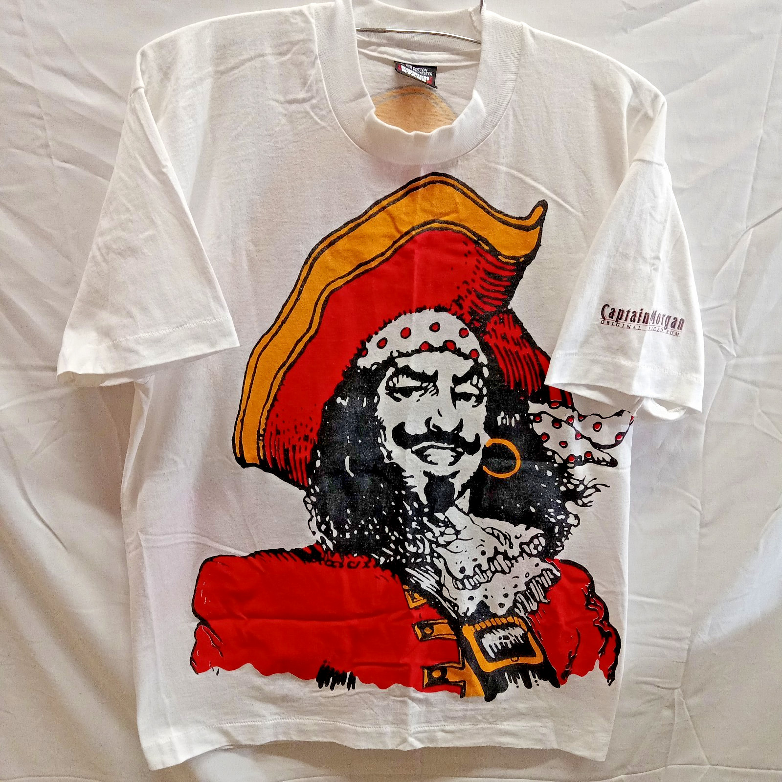 RARE L SINGLE STITCH DOUBLE SIDED PRINT CAPTAIN MORGAN USA T-SHIRT UN-WORN PROM
