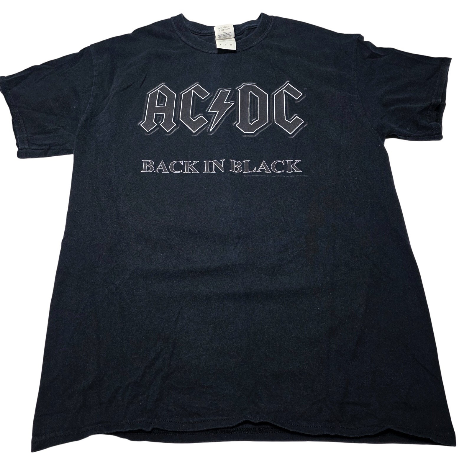 AC/DC Back In Black Men’s T-Shirt Size Medium 2009 Rockband Music Logo