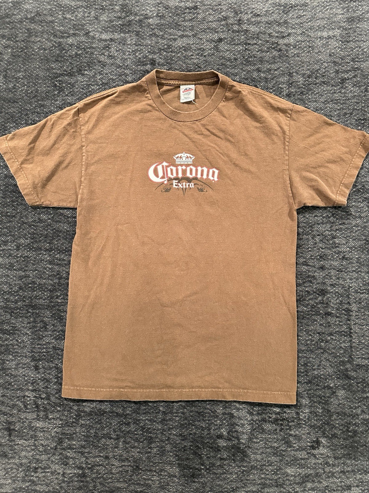 Vintage Corona Extra Beer T Shirt Brown Graphic Back Print Made In Mexico USA L