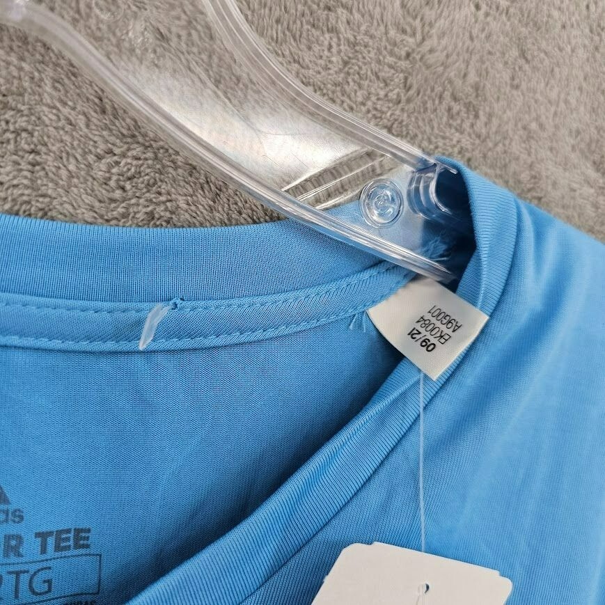 Adidas Creator Tee 2XL Light Blue White Short Sleeve Aeroready Logo EK0084 New
