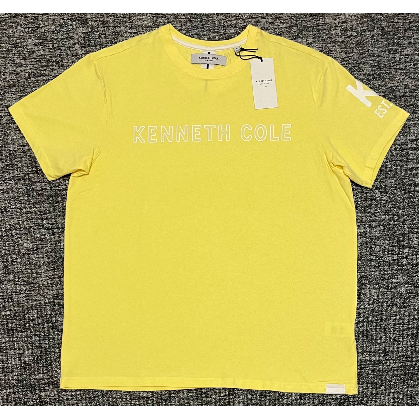 Kenneth Cole New York Mens Yellow Graphic Logo T-Shirt KT9J32MWYA Size L NEW