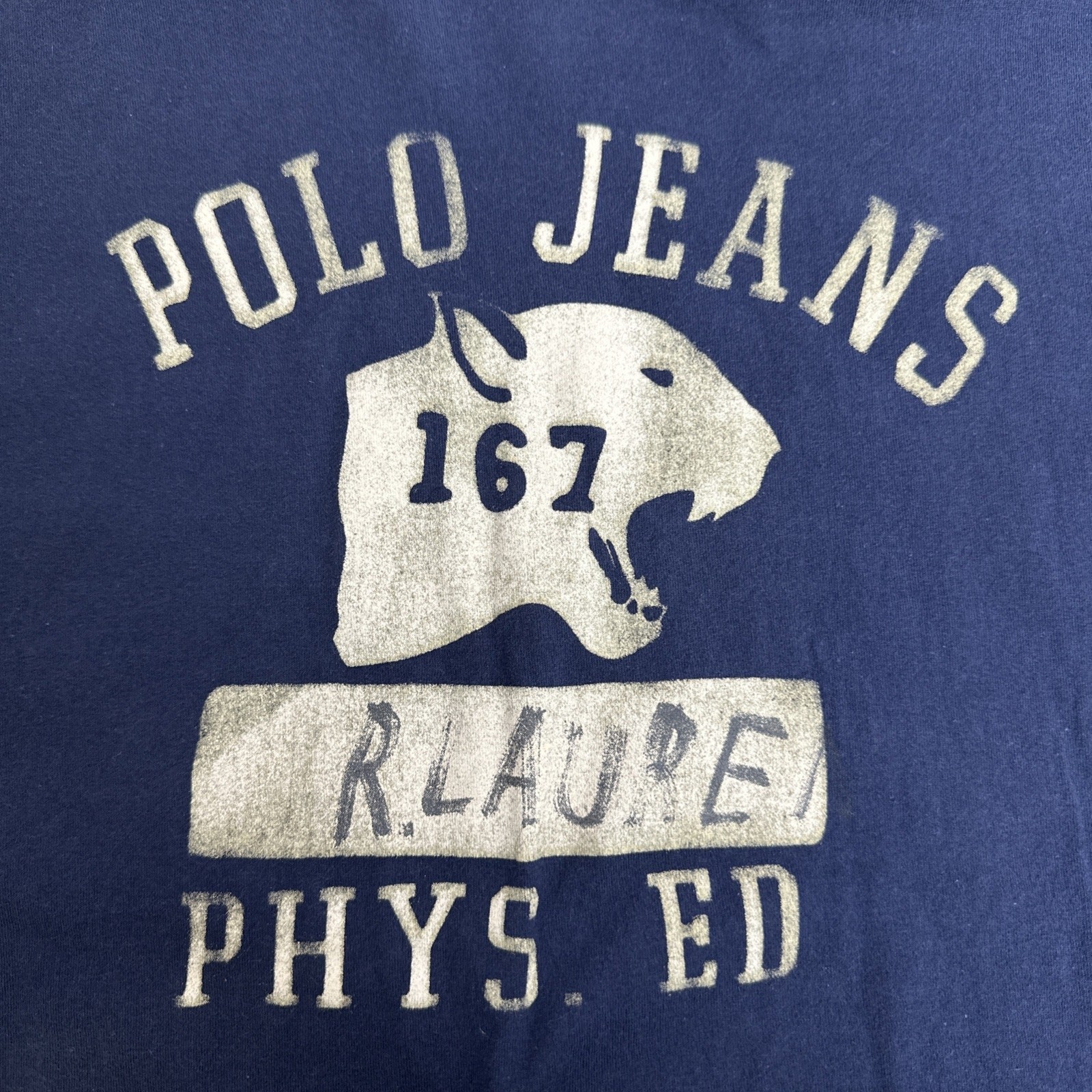 Polo Jeans Shirt Mens Navy Blue Heritage Phys Ed Sports Ralph Lauren size Large