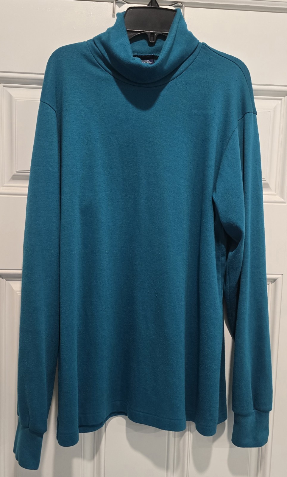 Vintage Lands’ End Shirt Men’s Large Teal Seamless Turtleneck High Neck LS USA