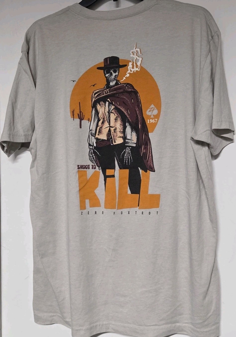 Zero Foxtrot Tee Men XL The Man With No Name Parody, Movie, Clint Eastwood Skull