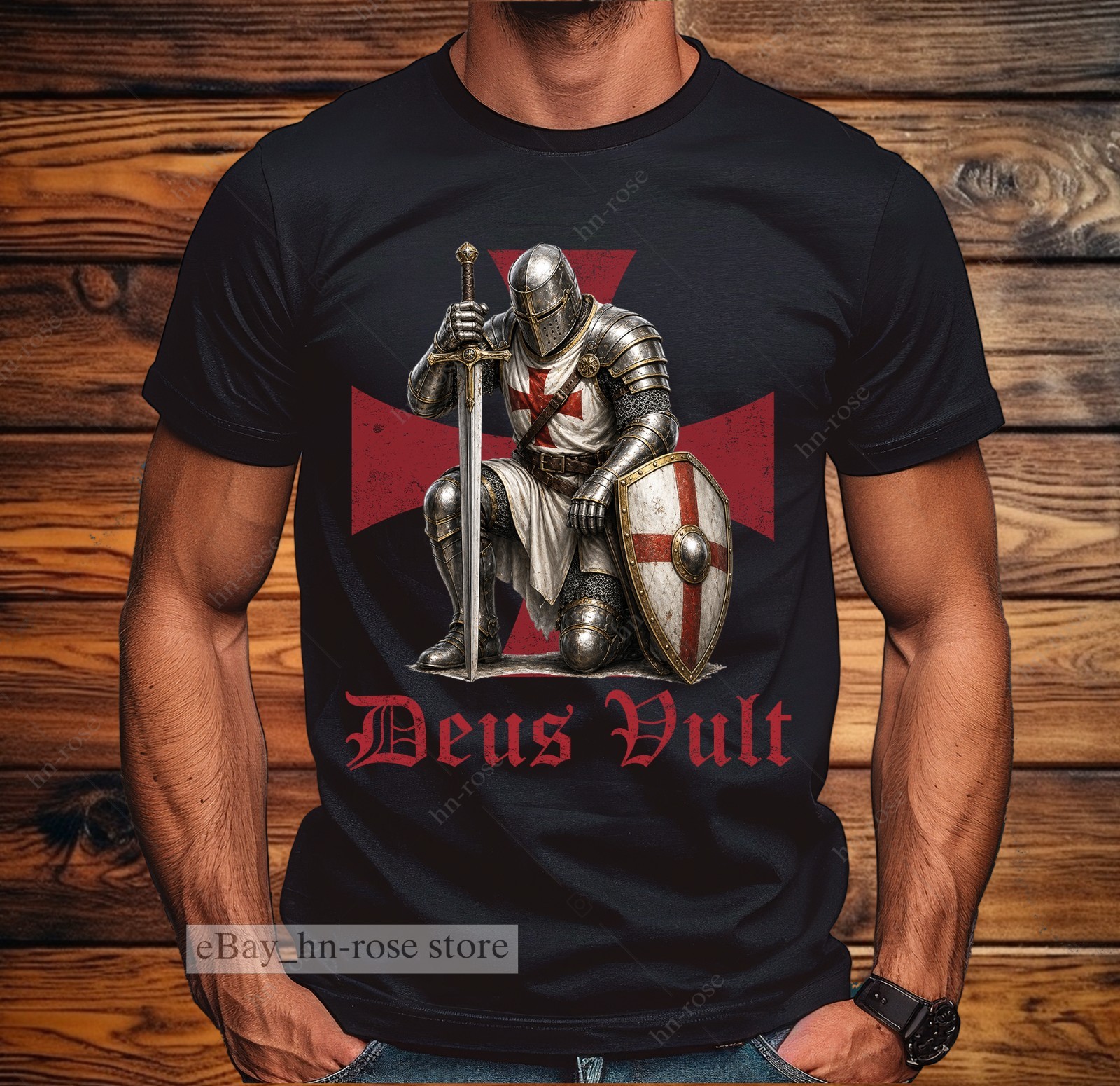 Deus Vult T-shirt Templar Knight Christians Warrior Crusader Medieval Armor Tee
