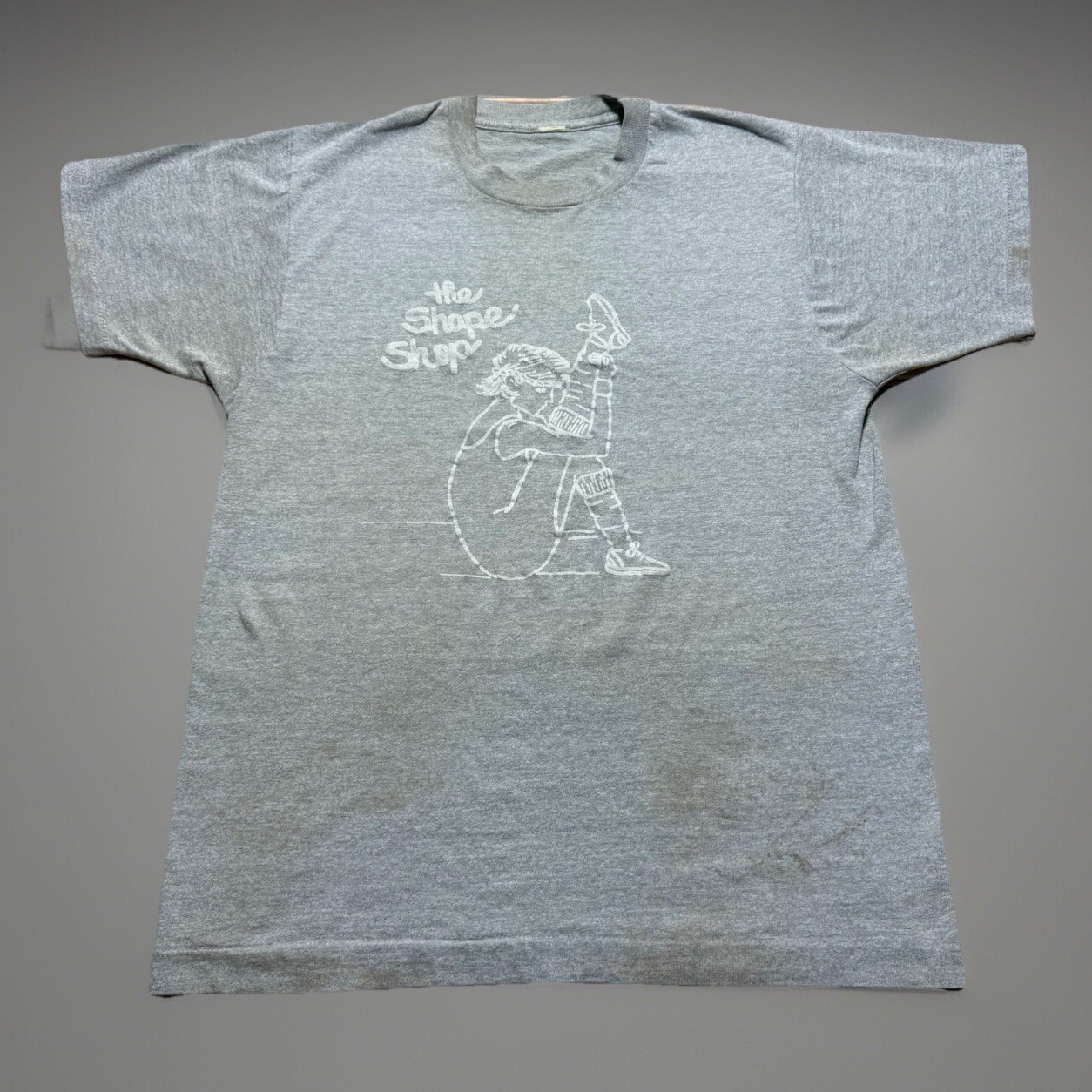 Vintage 80s The Shape Shop Exercise Distressed Gym Workout Shirt Size Medium