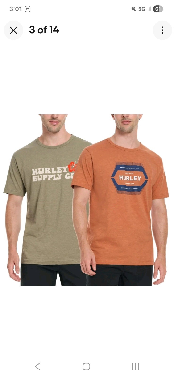 Hurley Men’s Graphic Tee, 2-pack – GREEN/ORANGE Or Blue/ Dark Blue-Pick Size