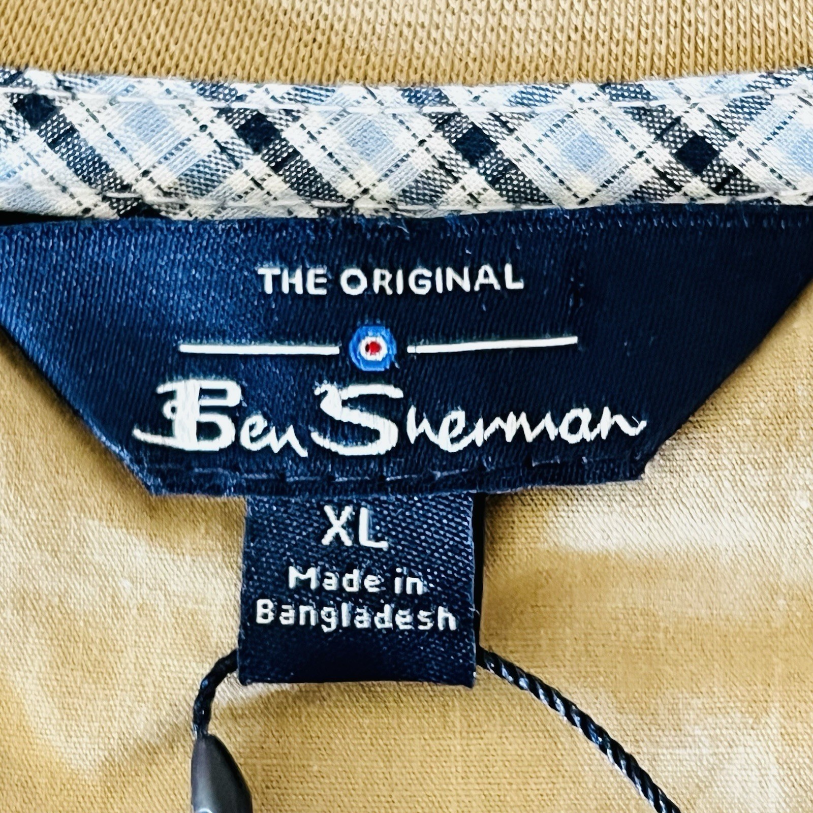 NWT Ben Sherman Men’s Pullover Embroidered Logo Short Sleeve Sand Henley Size XL