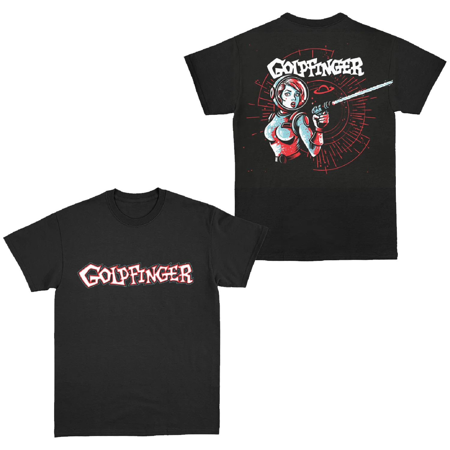 2 Sides Goldfinger Band Graphic Tee Retro Gun Girl TShirt ED1180