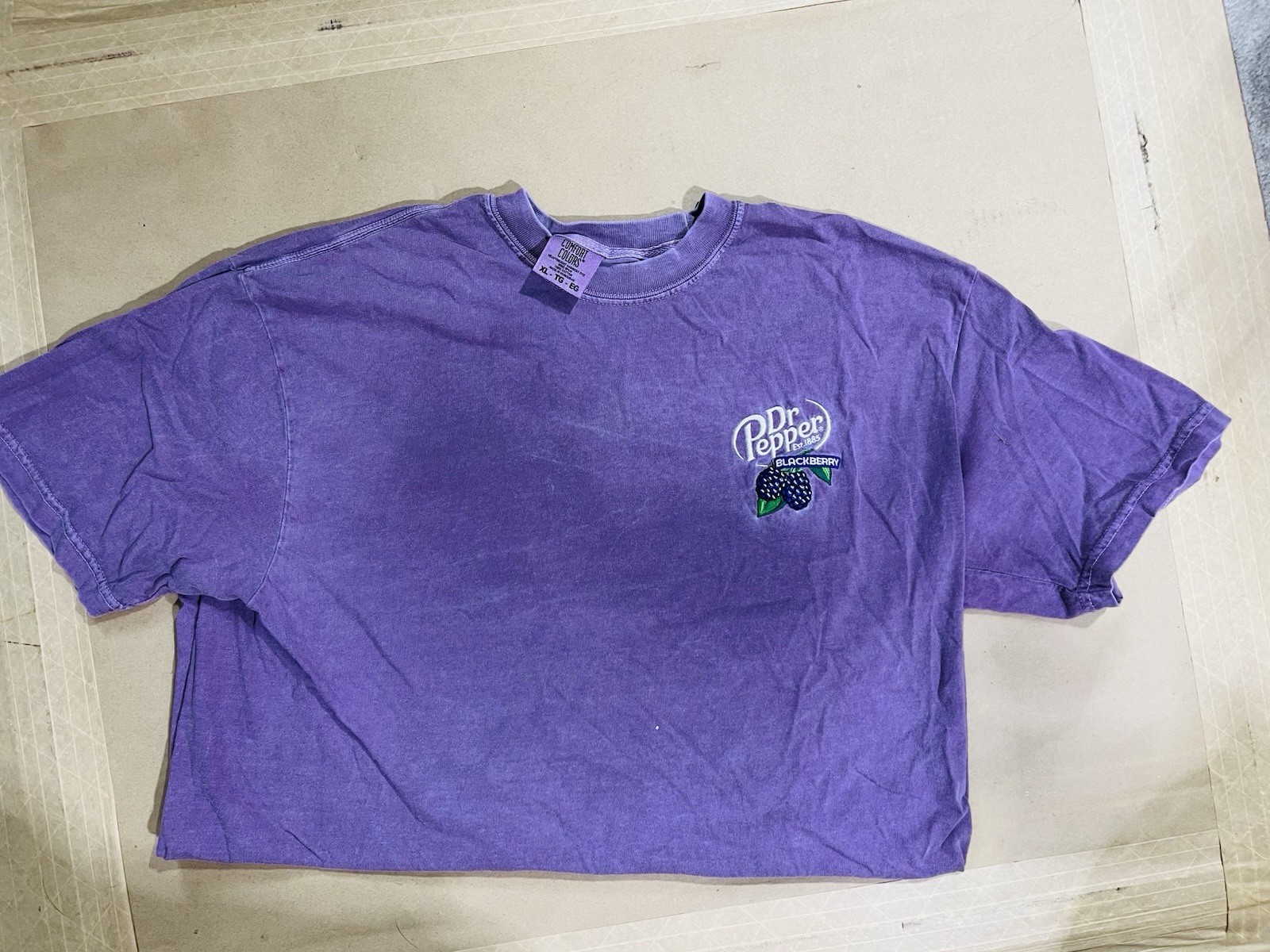 XL Comfort Colors Men’s Dr Pepper Blackberry (LIMITED) Logo T-Shirt Embroidered