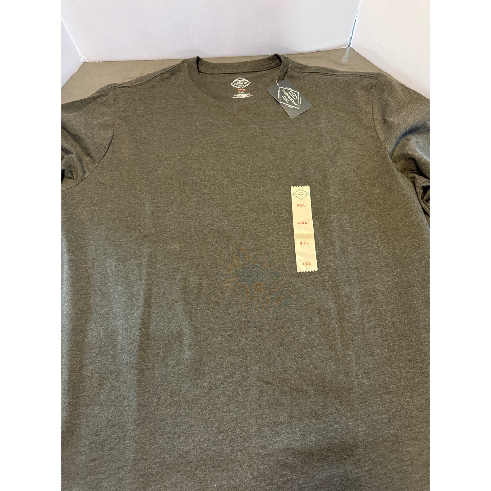 St Johns Bay Mens 4XL Short Sleeve T-Shirt Charcoal Gray Quick Dry Easy Care NWT