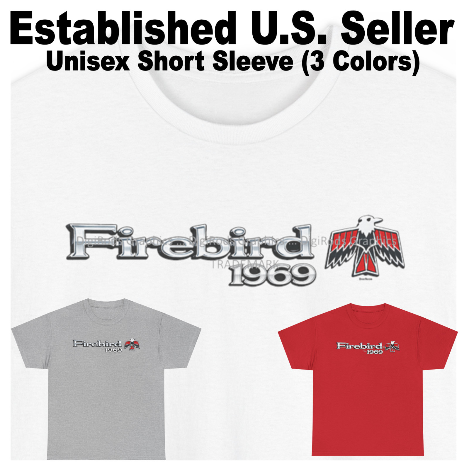 DigiRods Pontiac Firebird 1969 Vintage Cartoon Logo Car T Shirt