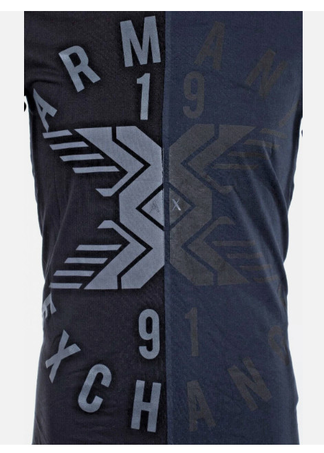 ARMANI EXCHANGE Navy Black SPLIT UP Short Sleeve Slim Fit Designer T-shirt NWT