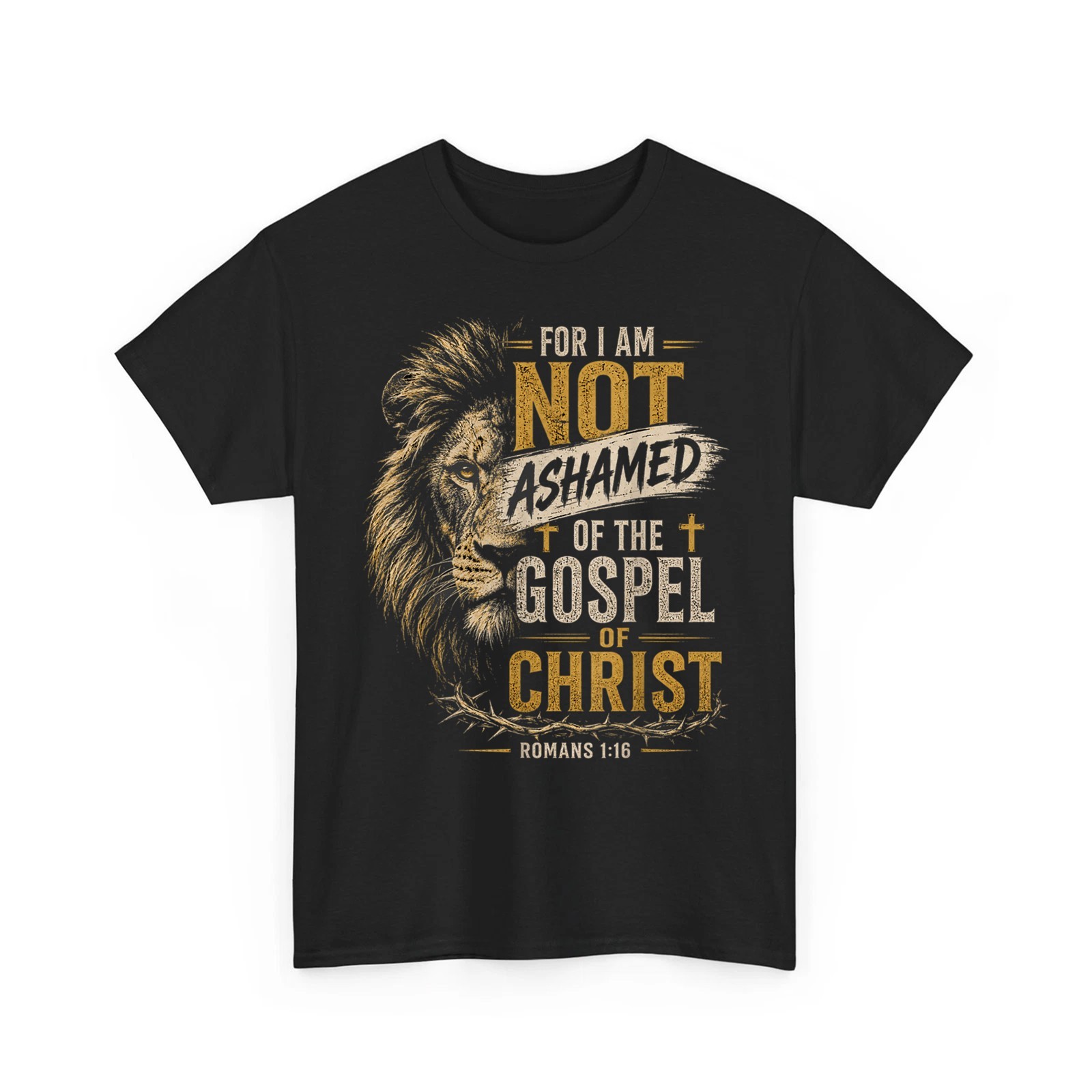 Not Ashamed Gospel Bible Verse Romans 1:16 Lion of Judah Unisex T-Shirt
