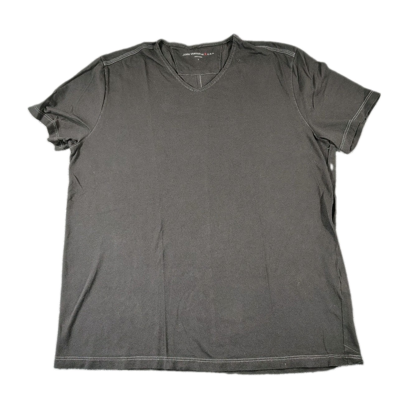 John Varvatos USA V-Neck T Shirt Men’s L Black SS Designer Casual Minimalist EUC