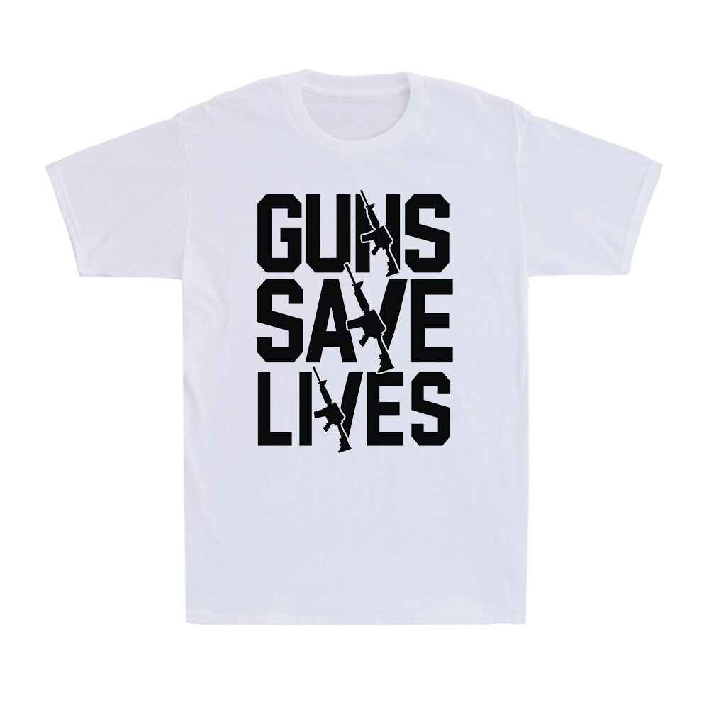 Guns Save Lives Gun New Patriotic Trending Black Funny Saying Men’s T-Shirt