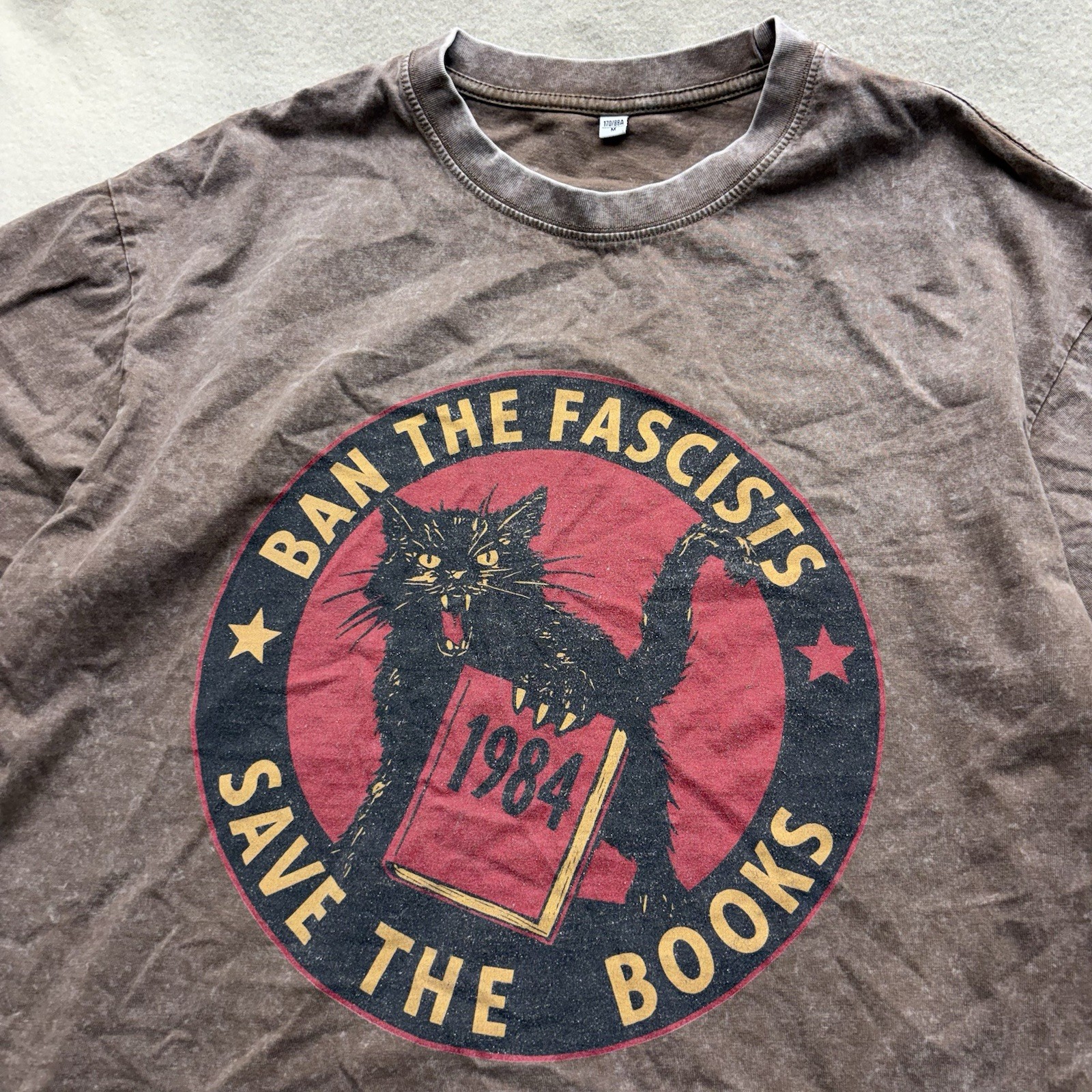 Ban The Fascist Save The Books Shirt M/L Vintage Wash 1984 Karl Marx Communism