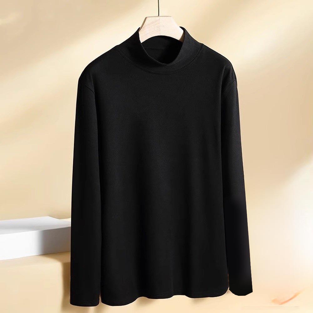 Men’s Smooth Fabric Long Sleeve Inner Shirt Half Turtleneck for Daily Wear