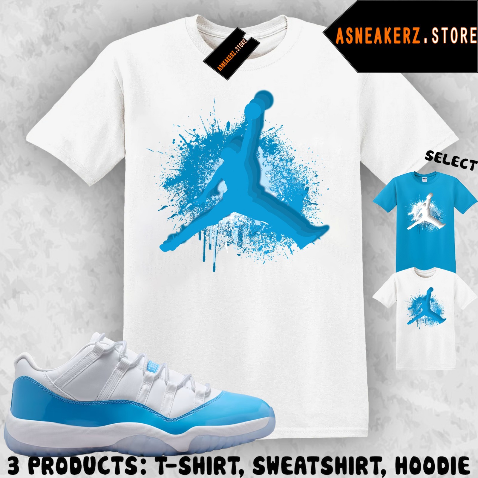 Tee Shirt Matching AJ 11 Low University Blue 2026 To Match Sneaker Jumpman Paint