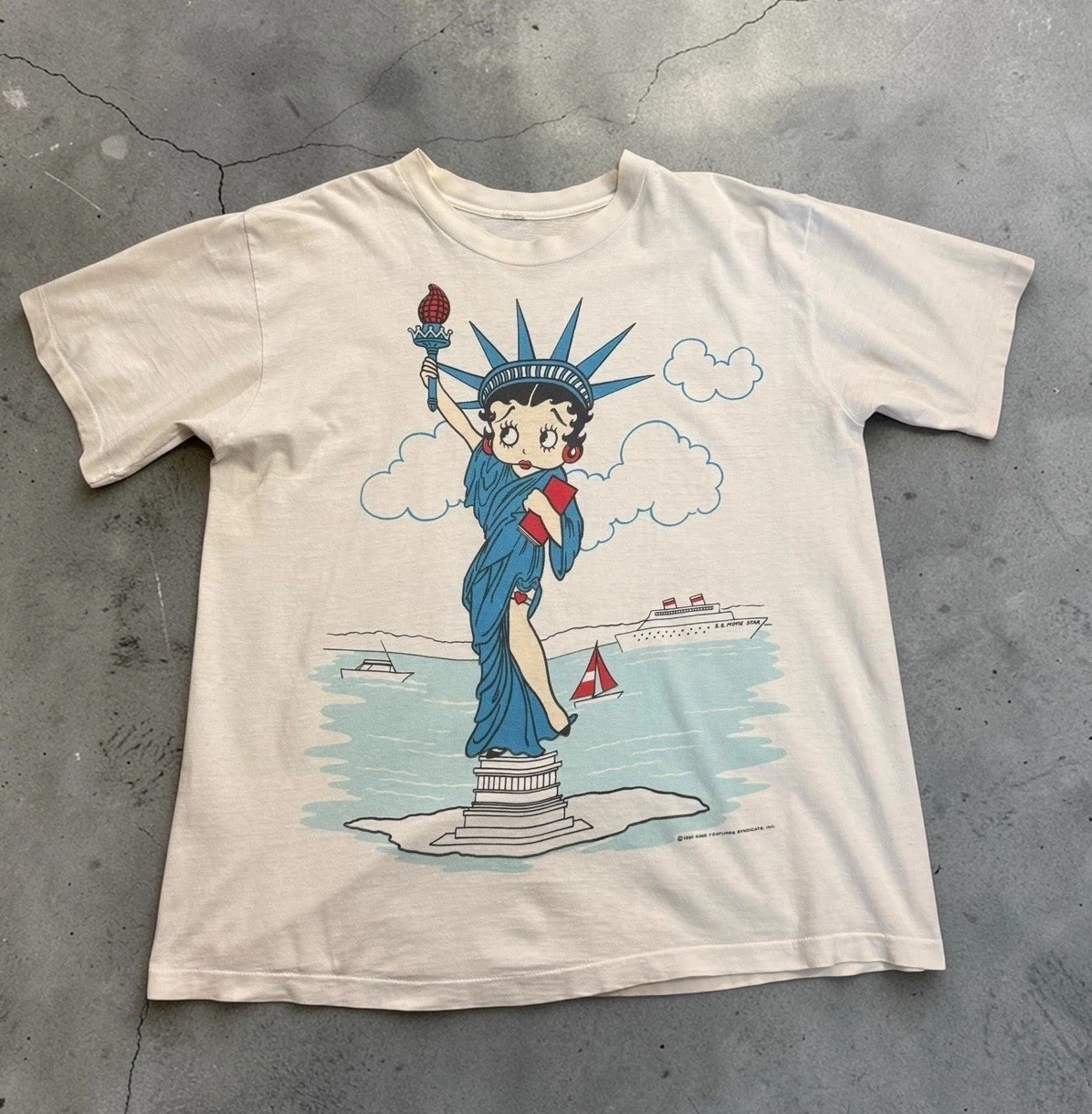 Remake VTG Betty Boop Statue Of Liberty New York City T-Shirt PA11767