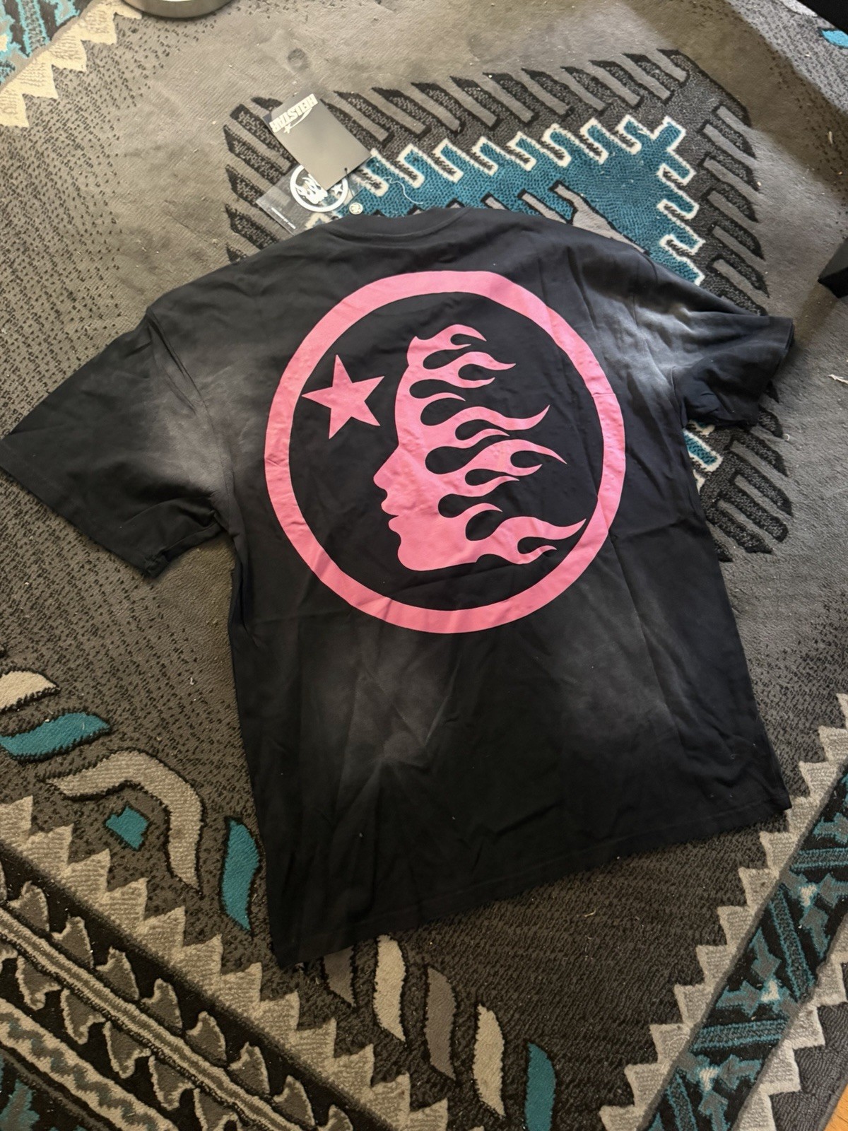 Hellstar Men’s Black Graphic Logo Short Sleeve Tee Size L Double-Sided
