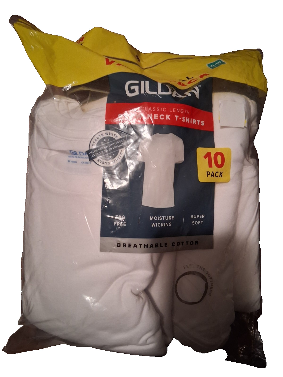 GILDAN Crew Neck T-Shirts – XL / White / Short Sleeves / 100% Cotton – 10 PACK