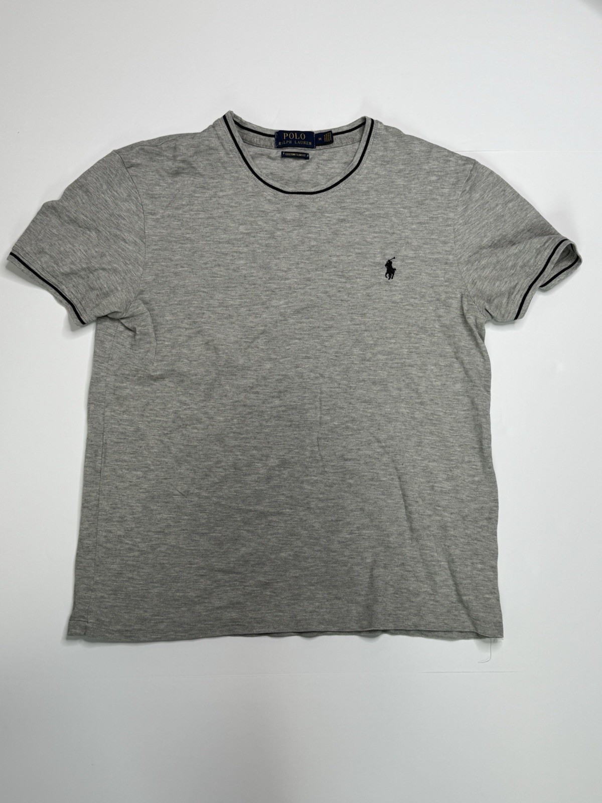 Polo Ralph Lauren Men’s M Gray Custom Slim Fit Ringer T-Shirt Pony Logo Pony