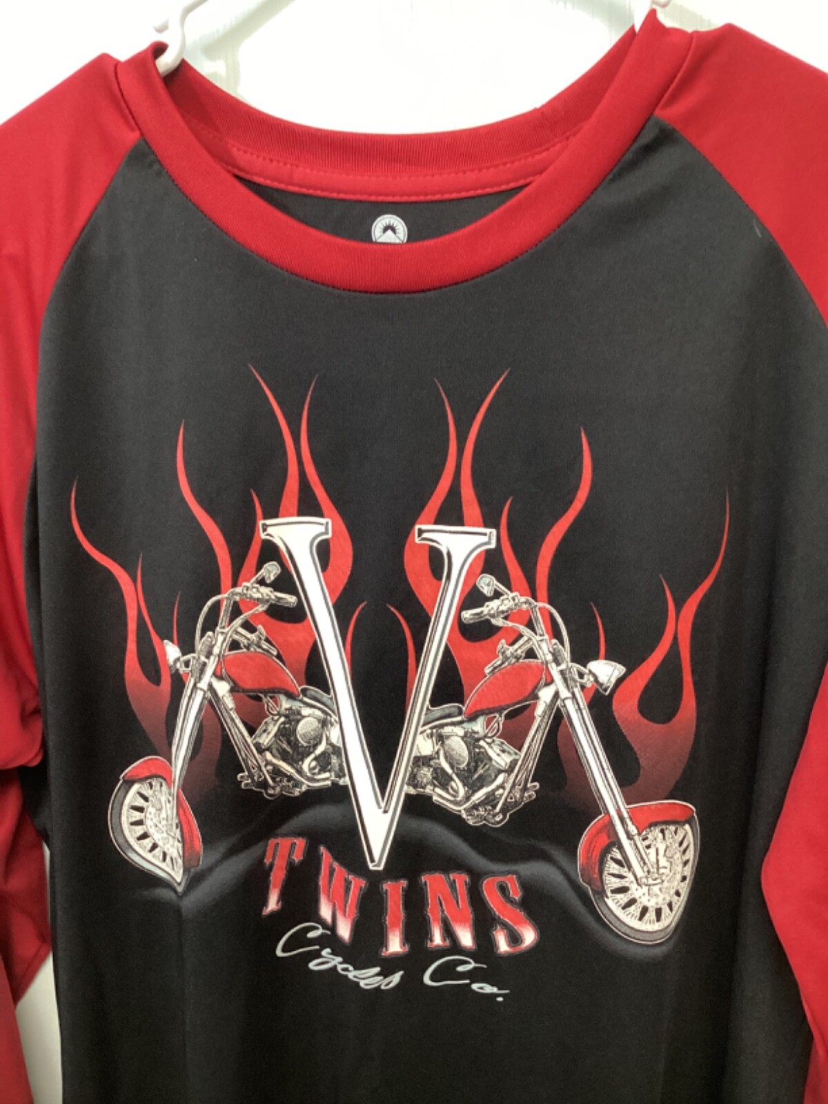 Twins Cycles (Red/Black) Medium Long Sleeve UV Protection Poly T Shirt T6